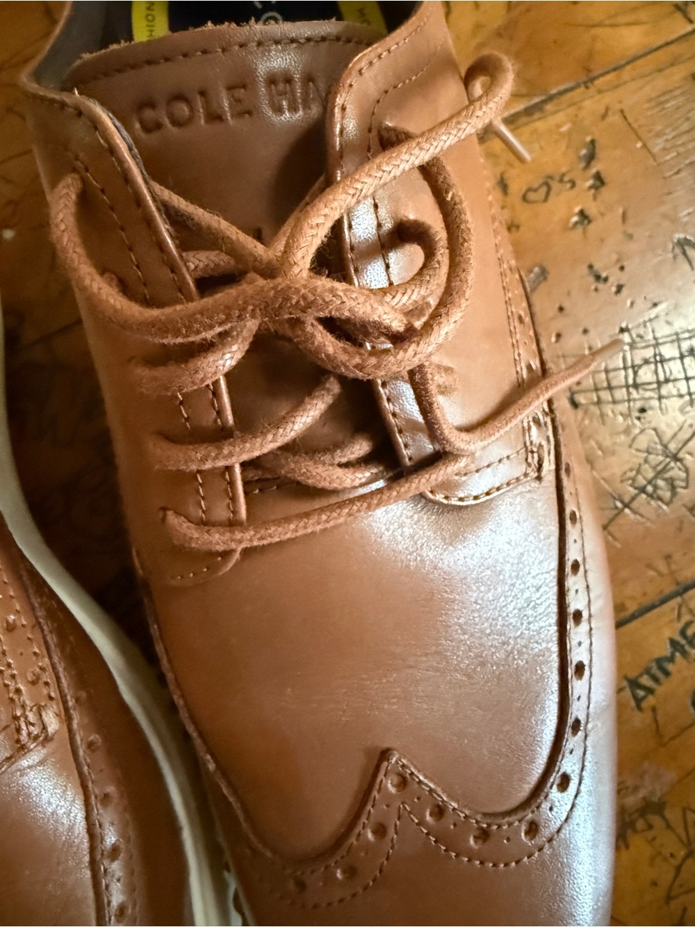 Cole Haan Brown Leather Wingtip Derby Shoes